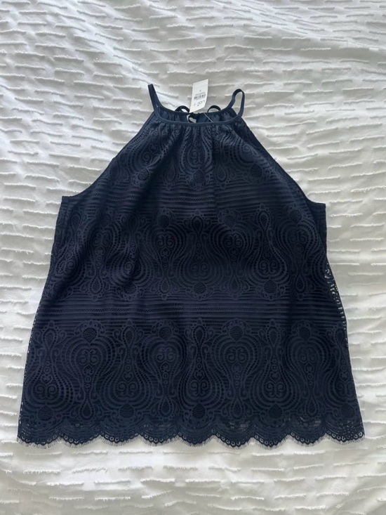 LOFT Tops - NWT Navy Blue Lace Halter Tank - Size Small